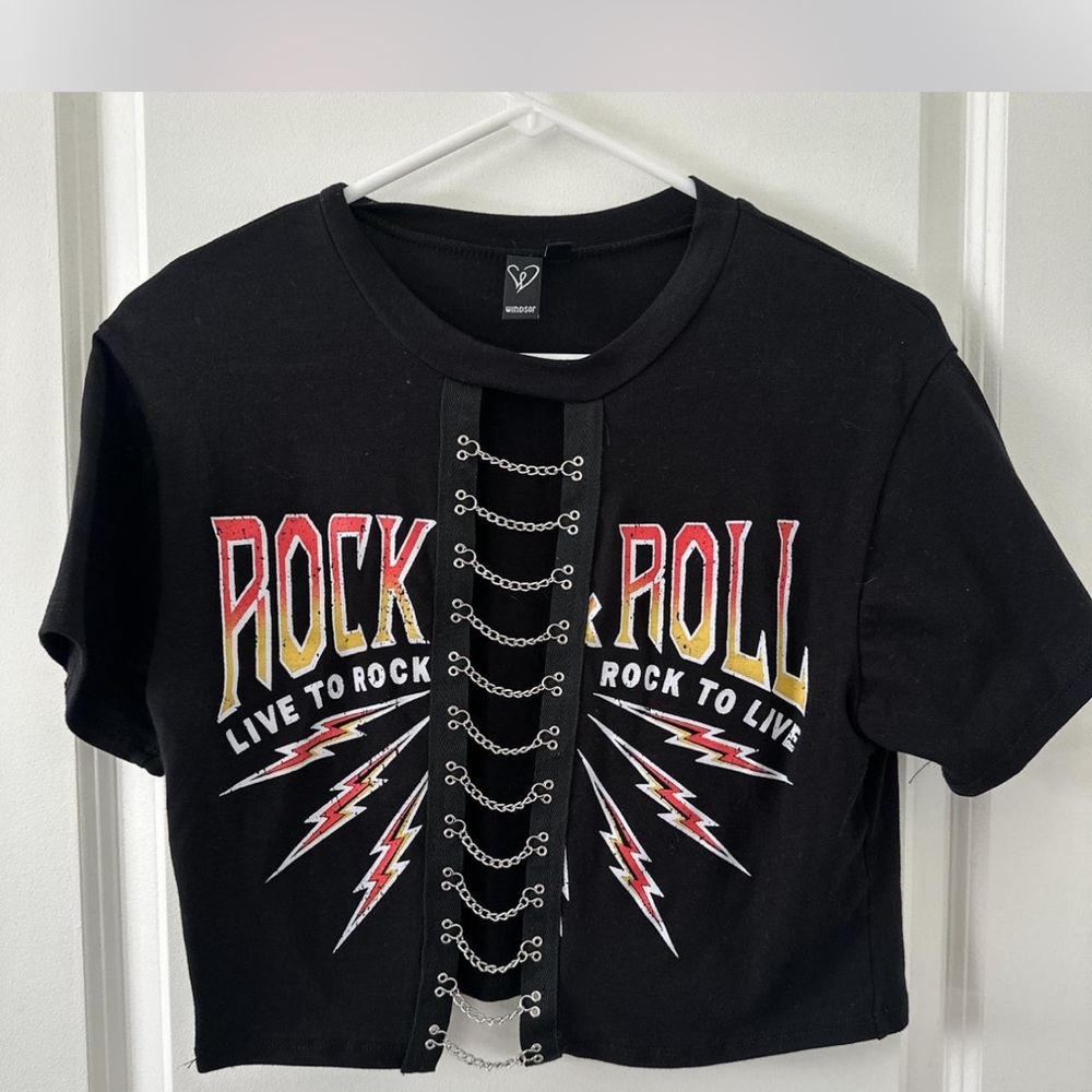 Windsor Black Rock & Roll Crop Top